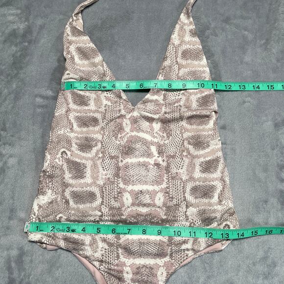 Vitamin A Bianca One Piece Swimsuit Womens Small Pink Snakeskin Reversible New - Picture 9 of 11